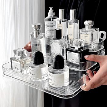 Desktop Perfume Storage Rack Dressing Table Cosmetic Storage Box Acrylic Light Luxury Ins Transparent Ladder Display Stand