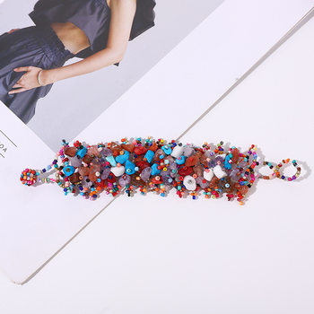 Ethnic Style Colorful Natural Stone Hollow Bracelet Handmade Beaded Bohemian Hollow Seed Bead Gravel Bracelet