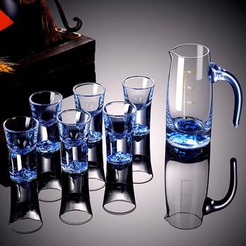 Household Blue Iceberg Cup Wine Dispenser Small Wine Cup Set Spirits Cup One Cup Bullet Cup 0.1kg Wine Set Yju