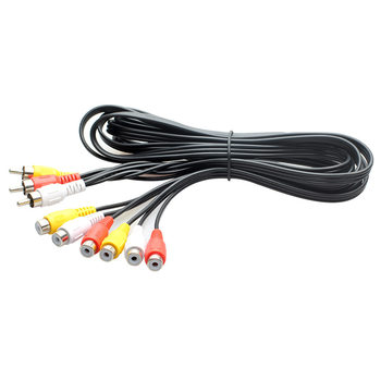 Av Cable Splitter 3 Rca Male to 6 Rca Female, Lotus Cable 3 Male to 6 Female, Rca One-To-Two Video Cable Copper