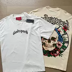 2025 New Godspeed Old Flower Skull Rock Band Retro Printed Loose Large Size Short-Sleeved T-Shirt