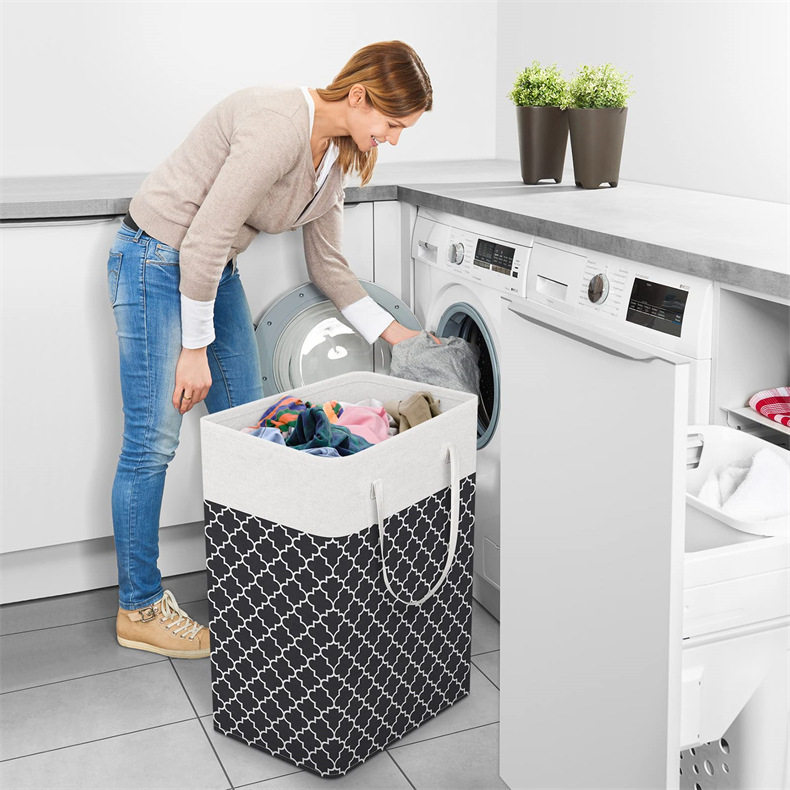 Cross-border Foldable Dirty Clothes Basket High-tube Waterproof Laundry Basket Storage Basket Household Bathroom Finishing Storage Barrel Dirty Clothes Basket