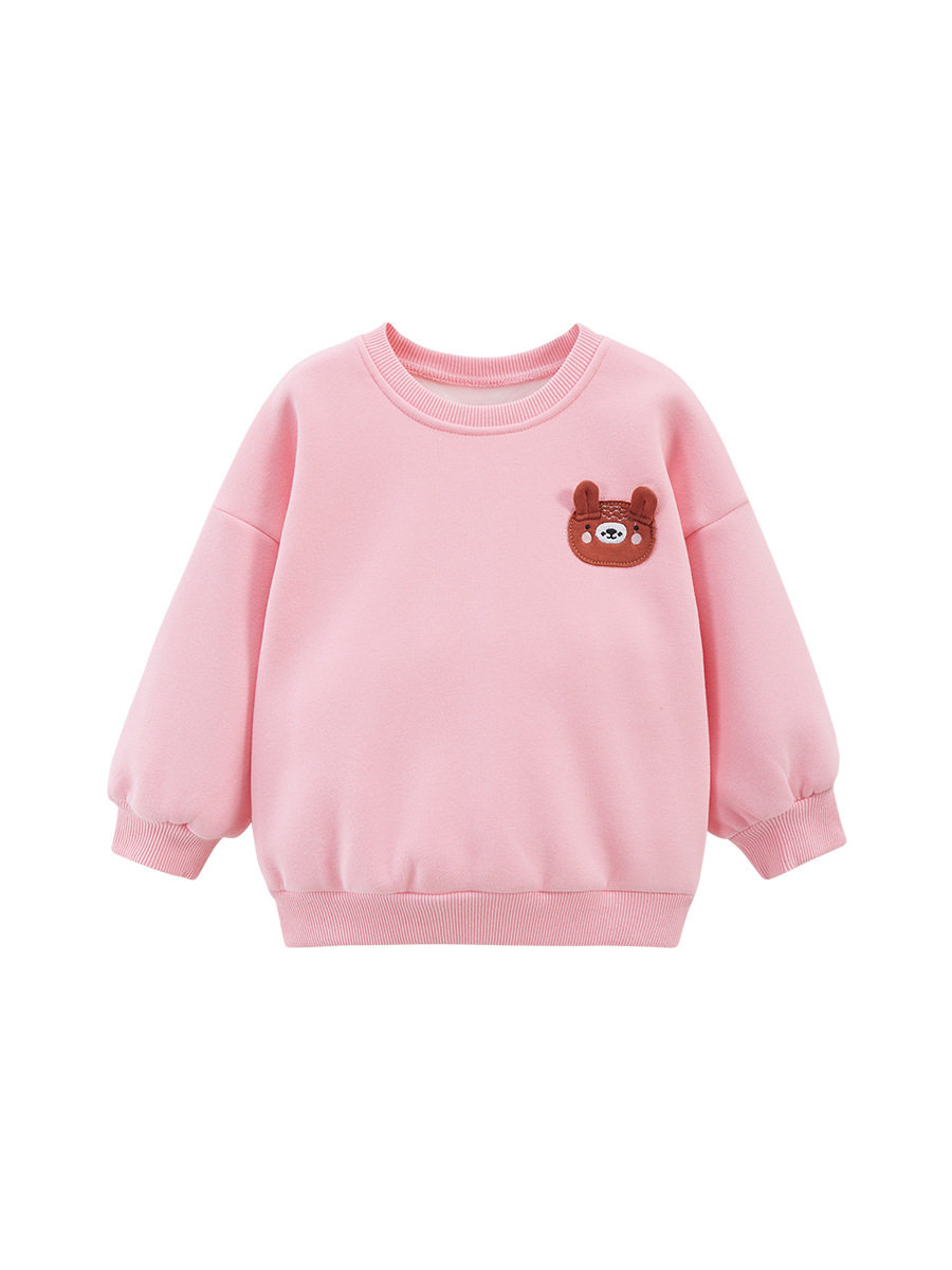 Girls' Fall & Winter Fleece-lined Hoodie, New Crewneck Pullover, Printed Kids' Clothing