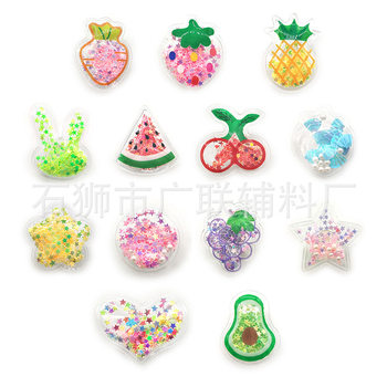 [Inflatable sequins bubble shoes flower] cute fruit series hole shoes accessories inflatable sequins decorative buckle