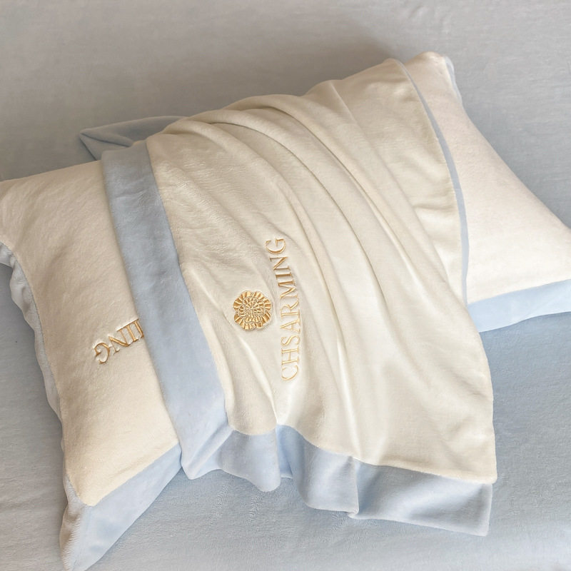 Autumn and Winter Simple Embroidered Milk Velvet Four-Piece Set Thickened Duvet Cover Bed Sheet Three-Piece Set Bedding Nantong Home Textiles