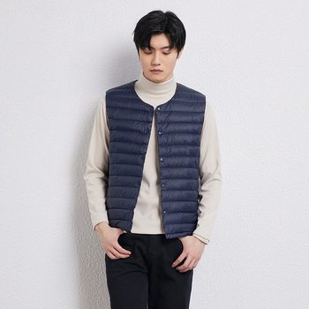 2025 Autumn/Winter New Men's Collarless Lightweight down Vest Gilet Inner Jacket Wholesale Pinghu