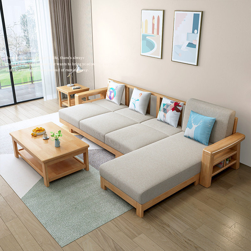 中式实木沙发组合现代客厅简约小户型沙发经济型原木沙发家具