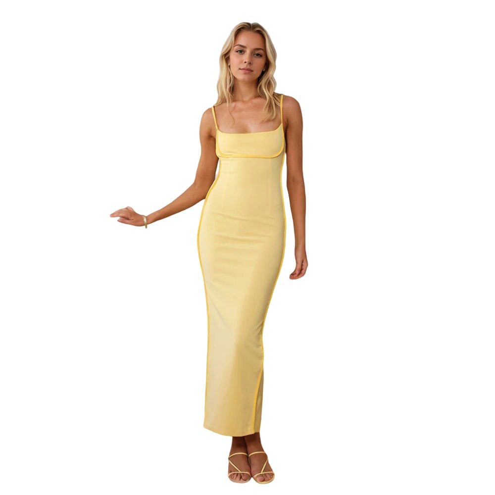Summer Womens Dress Minimalist Sexy Square Neck Sleeveless Versatile Long Maxi Wholesale Available