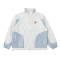 Round fabric label jacket (white and blue)