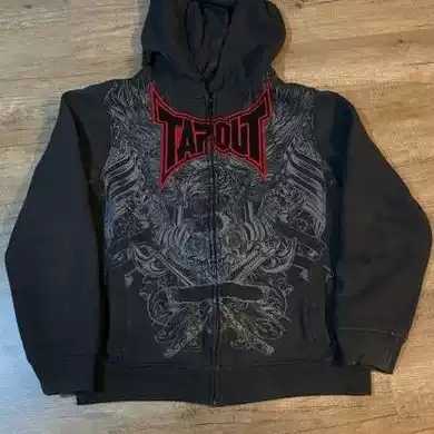 Y2K Skeleton Zipper Hoodie 90S Retro Pattern Printed Zipper Top Sweatshirt
