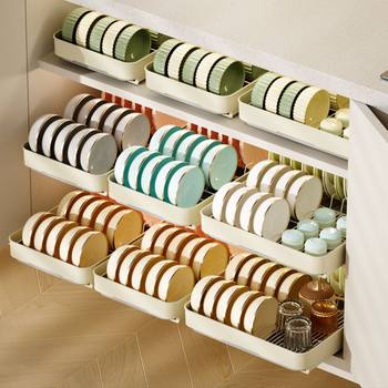 Kitchen Retractable Storage Rack Punch-Free Drawer-Type Cabinet Dishes Kitchen Basket Lower Sink Drawdown Storage Rack