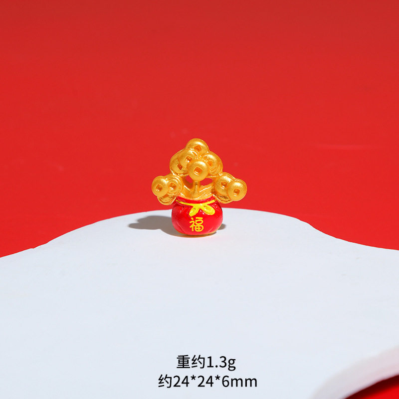 新年大小金元宝发财灯笼树脂奶油胶diy饰品配件桌面车载装饰摆件