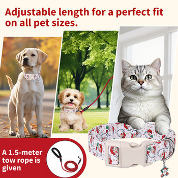Cross-Border Special Supply of Dog Christmas Pet Collar Leash, Special Collar for Large, Medium and Small Dogs to Go Out, Pet Dog Collar
