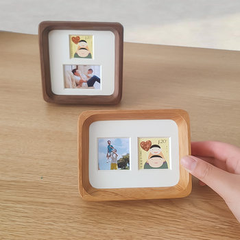 Imported Solid Wood Photo Frame Father's Day Solid Wood Frame Parent-Child Stamp Frame High-End Parent-Child Frame Photo Printing Frame