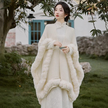 2024 New Winter Beautiful Improved Cheongsam with Cape Coat New Chinese Style National Style Winter Wear dress suit