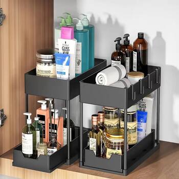 Amazon's Popular Under-Sink Storage Rack Bathroom Pull-Out Storage Rack Kitchen Organizer Multi-Functional Storage Rack