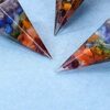 Ancient Silver Crystal Semi-precious Stone Colorful Gravel Resin Pendulum Hexagonal Cone Pendant Cross-border Supply