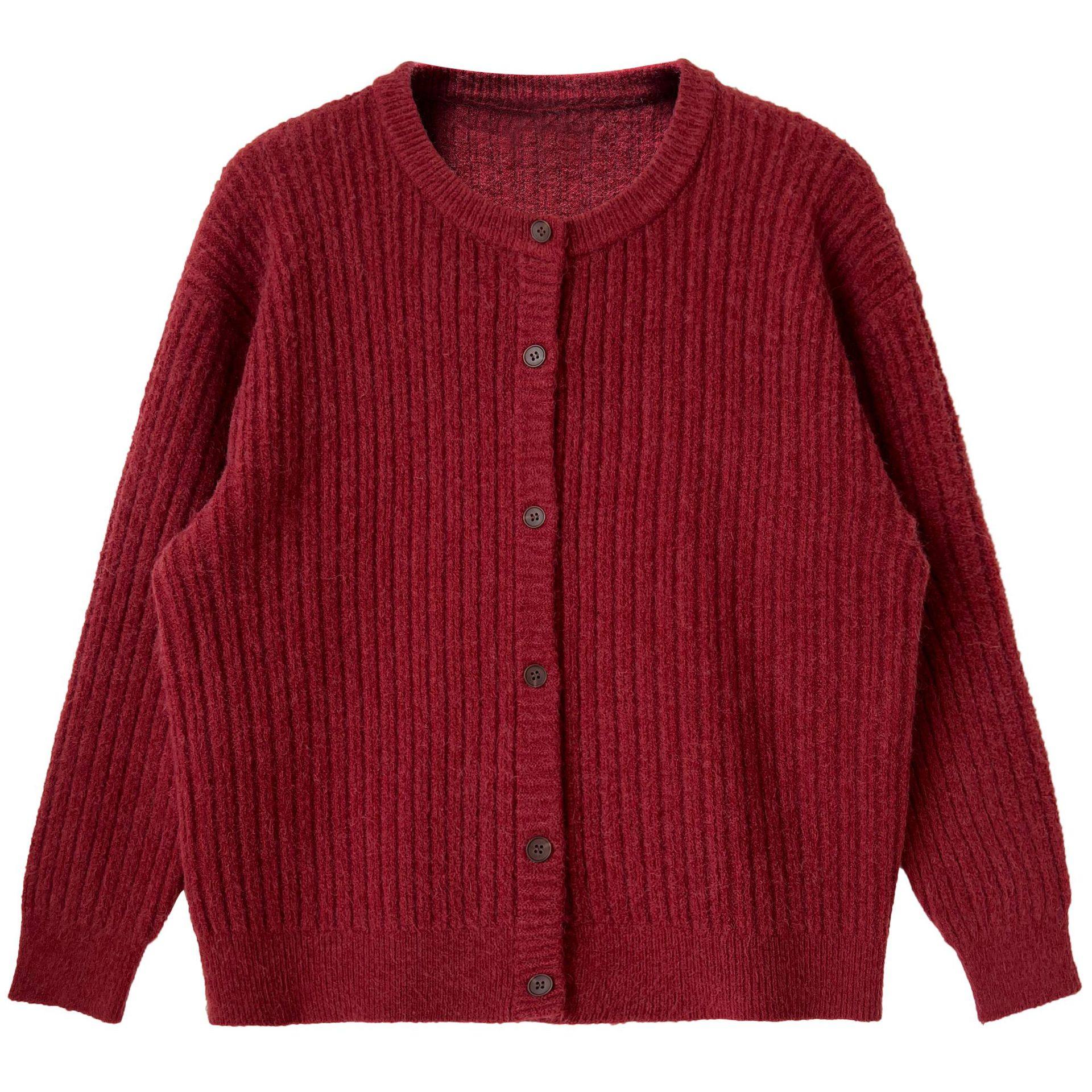 红色针织开衫800正面