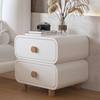 Cream Style Bedside Cabinet New Home Bedroom Leather Bedside Cabinet Simple Modern Installation-Free Small Storage Cabinet