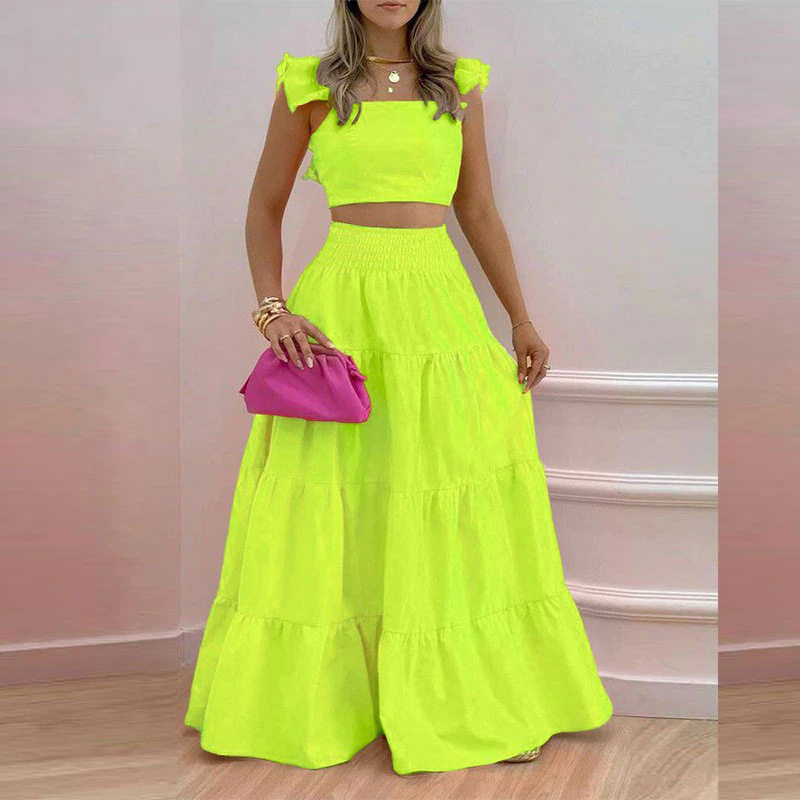 Womens Spring Dress Set Fashionable Sleeveless Top and Dress Elegant Occasion Wear Wholesale Available