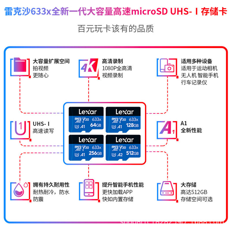 Lexar Tf Memory Card 32Gb/64Gb/128Gb/256Gb/512G Driving Recorder Compatible Memory Card