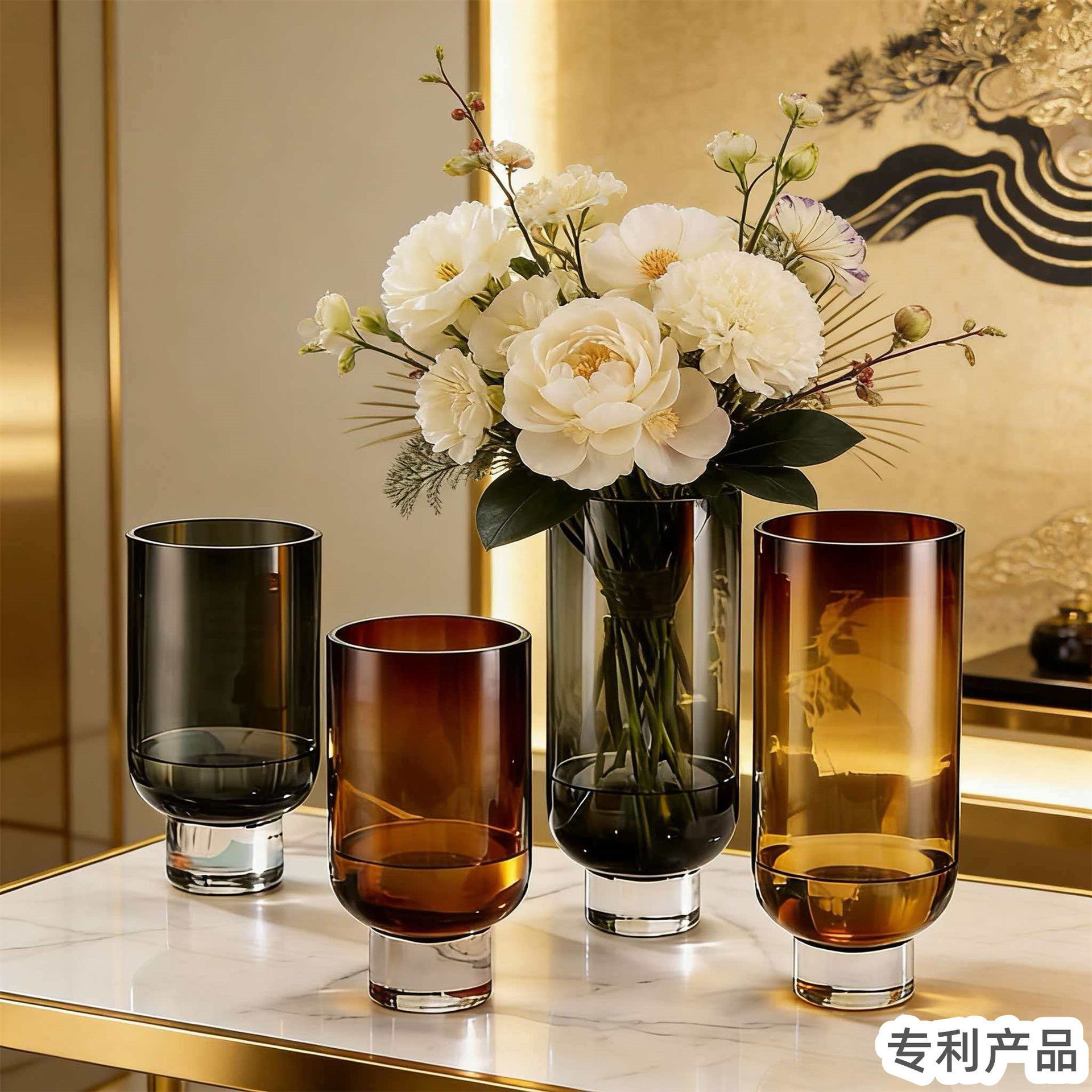 ライトラグジュアリーミニマリストモダンガラス花瓶複数花器サン...