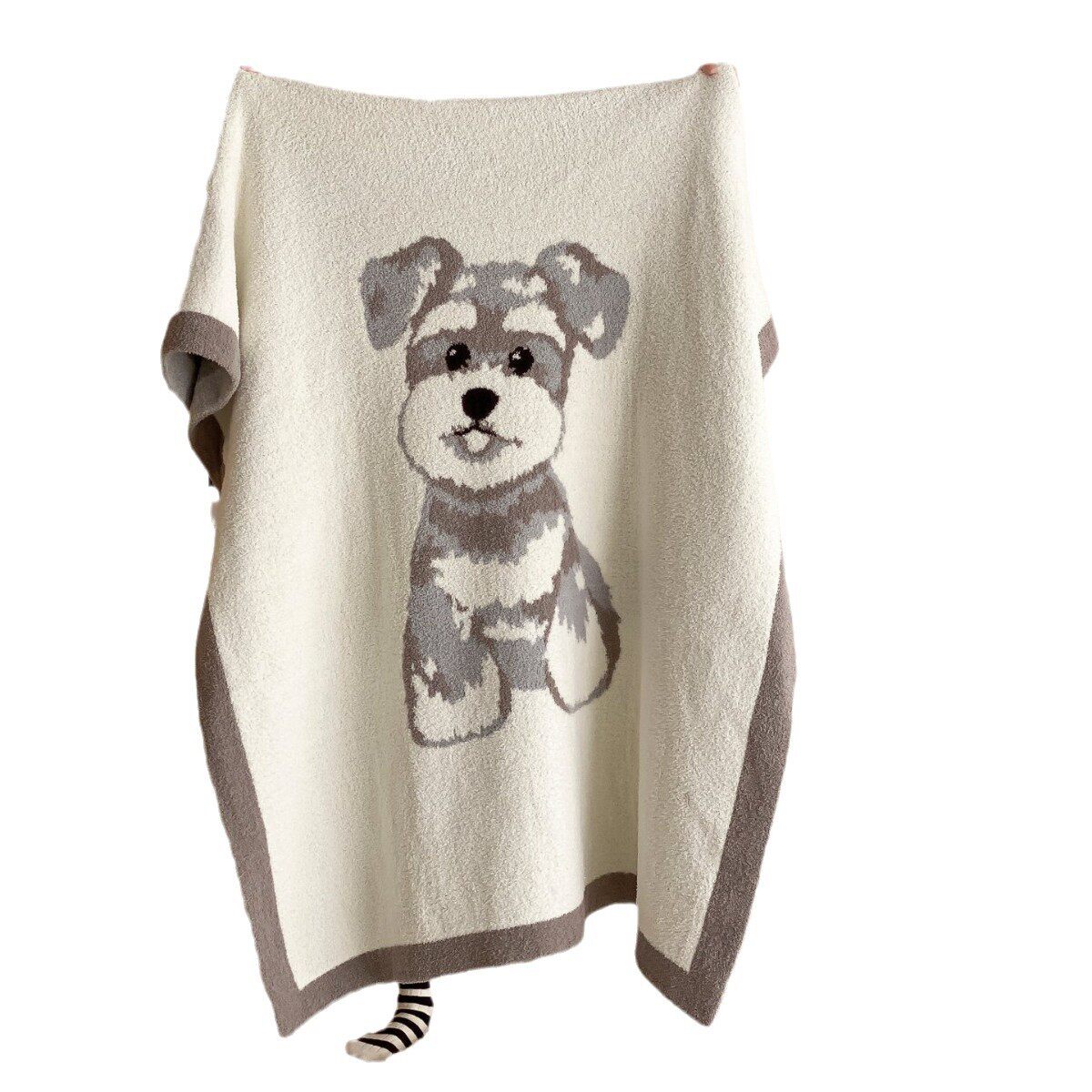 Super soft half velvet cartoon dog blanket yarn-dyed jacquard office warm nap blanket bedroom sofa blanket four seasons
