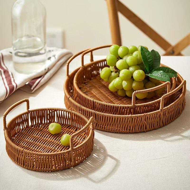Rattan-like storage basket woven storage desktop snacks dried fruit snacks fruit gift tray afternoon tea basket