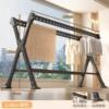 Balcony Clothes Drying Rack Floor-Standing Foldableing Indoor Household Double-Pole Telescopic Liftable Clothes Drying Rack Hanging X-Shaped Clothes Drying Rod