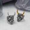 New Arrival European and American Alloy Mask Prajna Ring Skull Two-color Ring Finger Ring Manufacturers Wholesale
