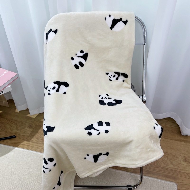 Soft fufu Cute Panda Peng Peng Warm Blanket | Thickened Autumn and Winter New Nap Warm Bed Sheet Milk Blanket