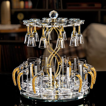 Chinese-Style Household Liquor Cup, Light Luxury Crystal Glass Small Wine Cup, Wine Dispenser, Wine Set, Cup Holder