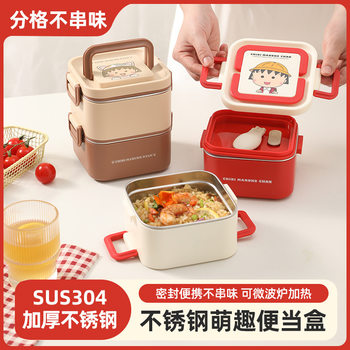 Factory Direct Sales Chibi Maruko-Chan Cartoon Children's Dinner Plate Food Grade Stainless Steel Lunch Box Lightweight Wholesale Dropshipping