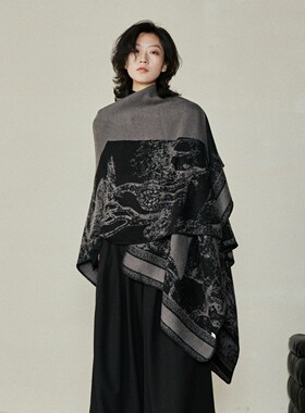 double-sided shawl cloak 旅行双面斗篷男女保暖空调房披肩外套