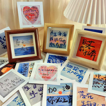 Mini Square 4 Inch Wooden Book Frame Simple Decorative Wooden Puzzle Set Table Studio Creative Wall Photo Frame