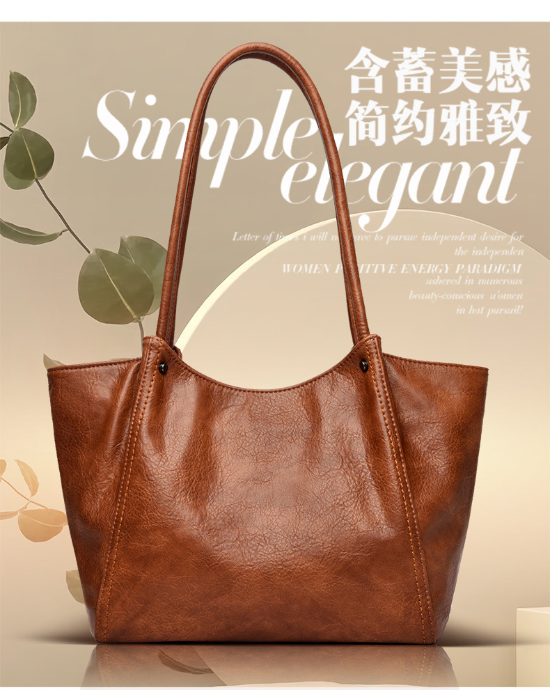 Túi tote nữ cỡ lớn dáng thùng đeo vai đựng nhiều đồ — đen, màu đỏ, Màu nâu, màu nâu sẫm