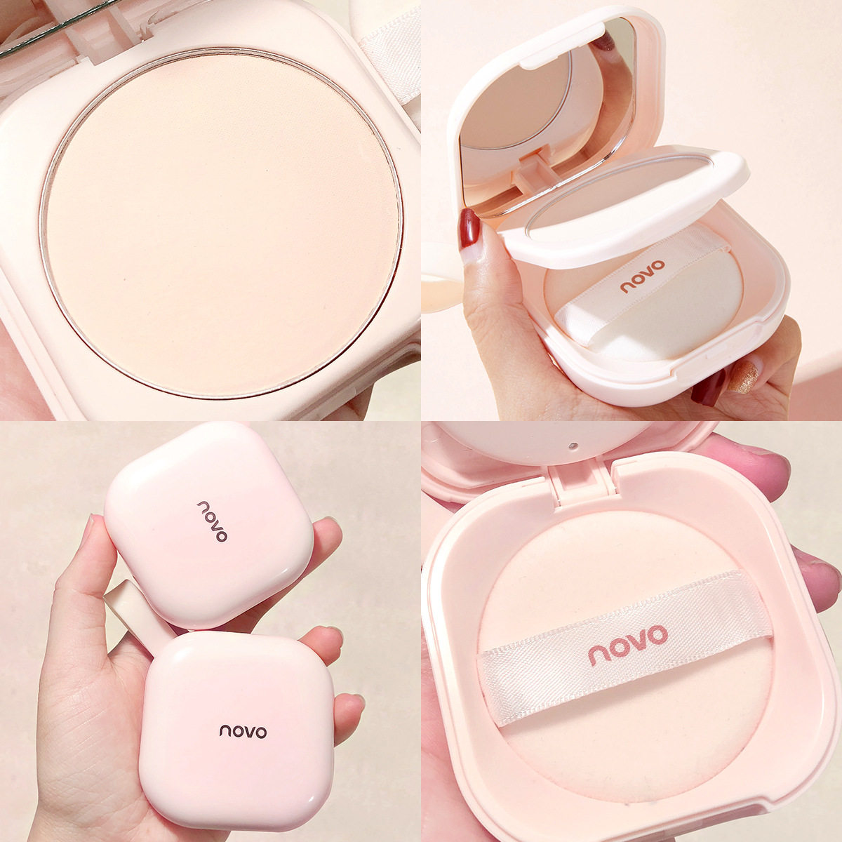 Novo Light Mist Luxurious Setting Powder Matte Concealer Waterproof Non-Cakey Dual-Use for Dry and Wet Use Student Setting Powder Foundation Oil Control