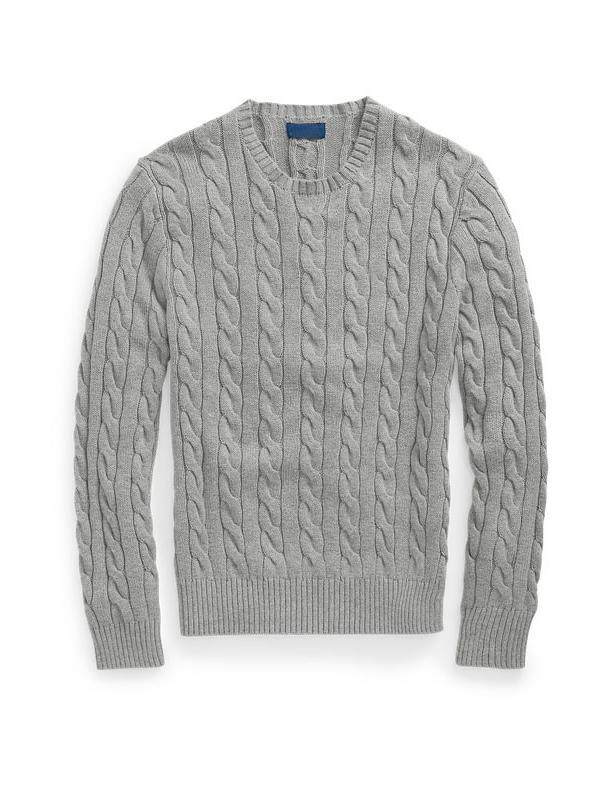 可扫码RL拉夫小马标刺绣圆领针织衫男秋冬保暖麻花情侣套头毛衣女