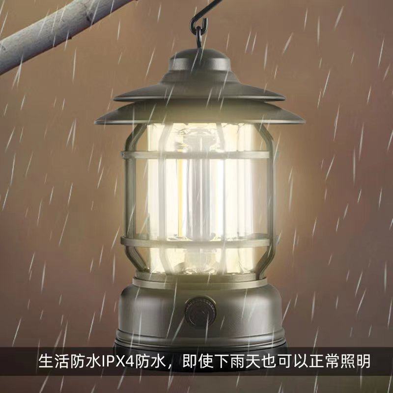 Explosive multifunctional retro camping USB rechargeable led tent outdoor lantern portable lamp emergency lighting camping lamp