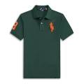 Polo dark green big orange label