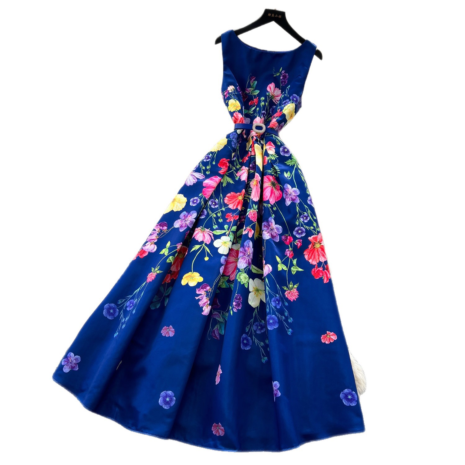 French Style Sleeveless Floral Maxi Dress for Women Waist Defining Flowy Elegant Summer Vacation Wear Wholesale