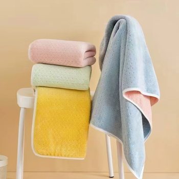 Manufacturer Wholesale Coral Velvet Double-Sided Two-Color Towel Quilt Blanket Household Skin-Friendly Soft Thickened Absorbent Towel Bath Towel