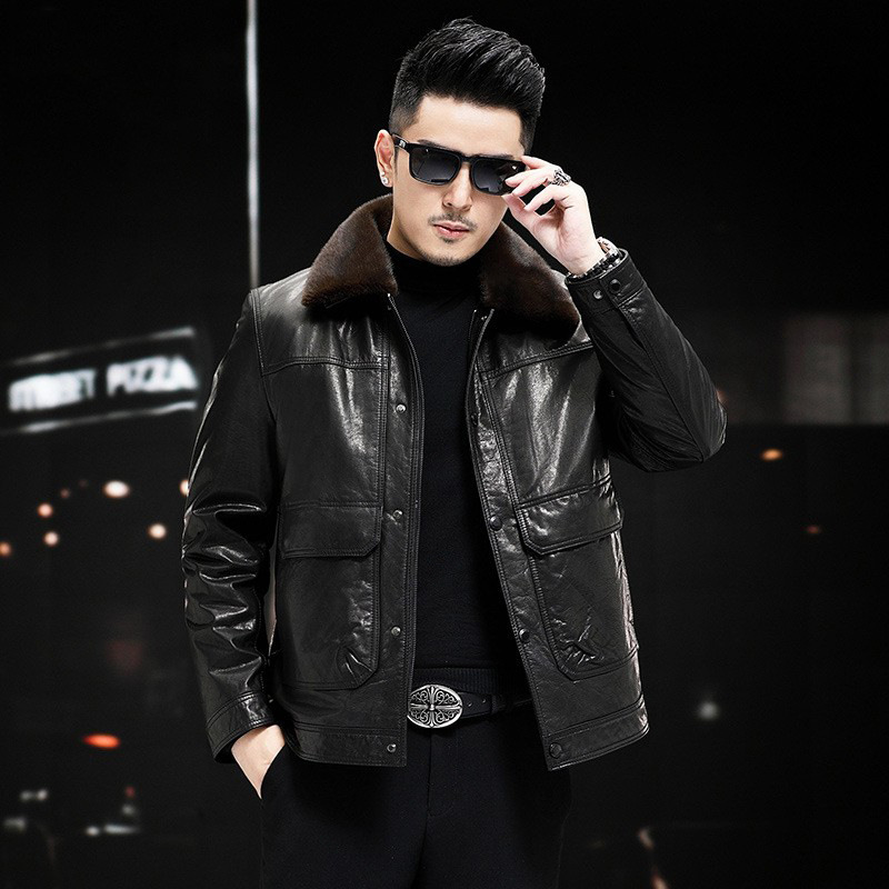Áo Da Nam Chất Liệu Da Bò Dáng Ôm Hàng Mùa Xuân Thu Đông
