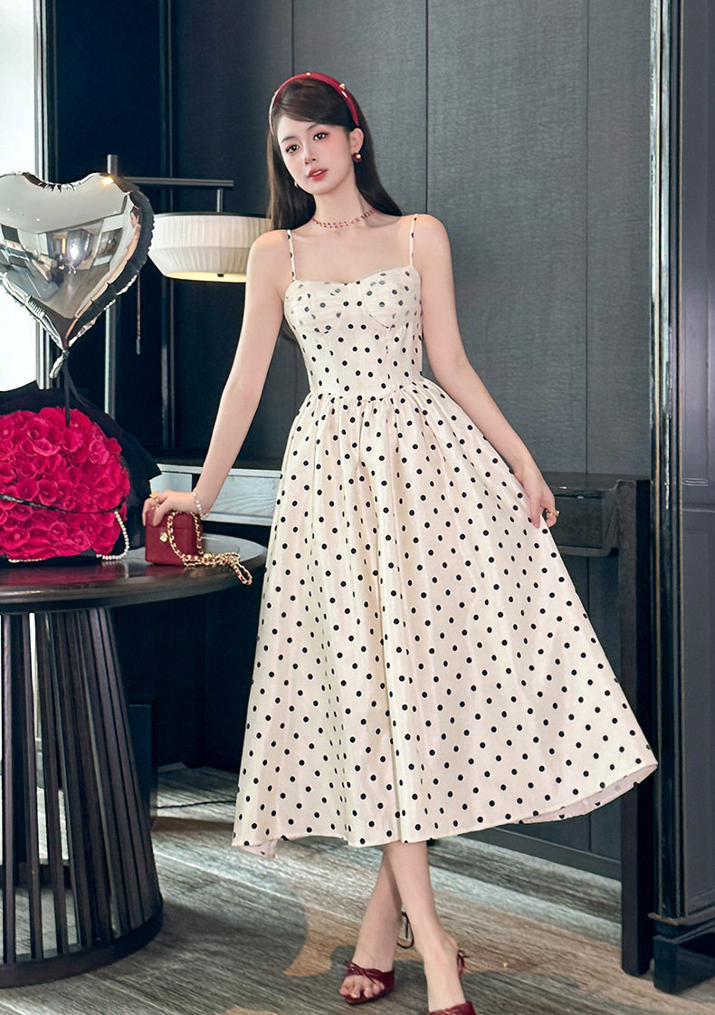 Đầm maxi nữ thắt eo phong cách châu Âu cổ điển, cổ vuông không tay, dáng chữ A — [Màu hồng đào] chi tiết 1