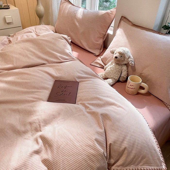 Class A Thickened Sanding Bed Four-Piece Set Cotton Cotton Fall/Winter Quilt Cover Bed Sheet Bed Cover Nantong Bedding Three-Piece Set 4