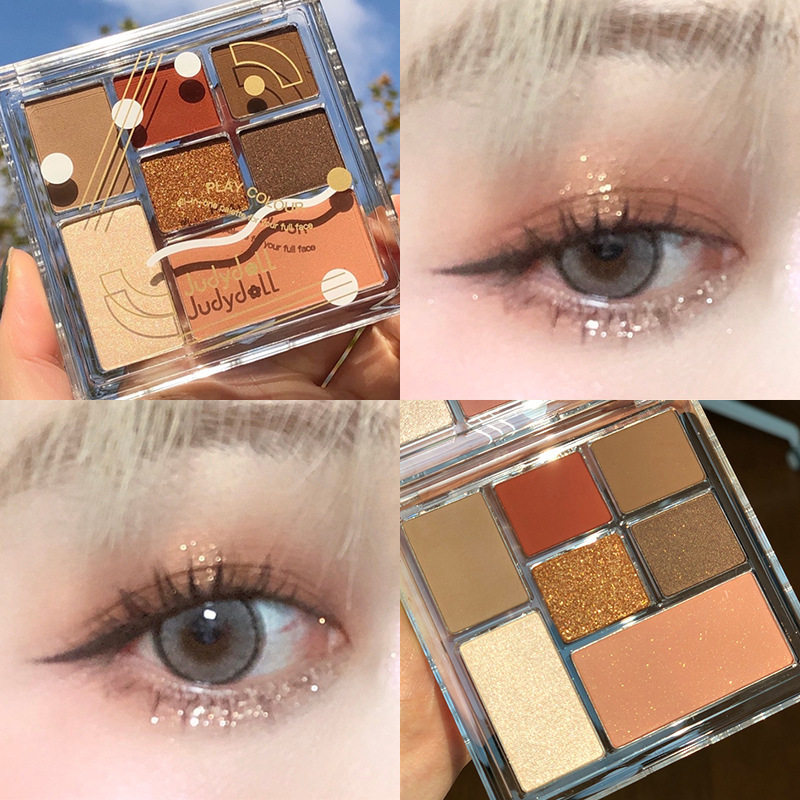 [New Color] Judydoll Orange Flower Fun Seven Color Eye Shadow Plate Grey Pink Blush Highlight Repair Low Saturated Eye Shadow