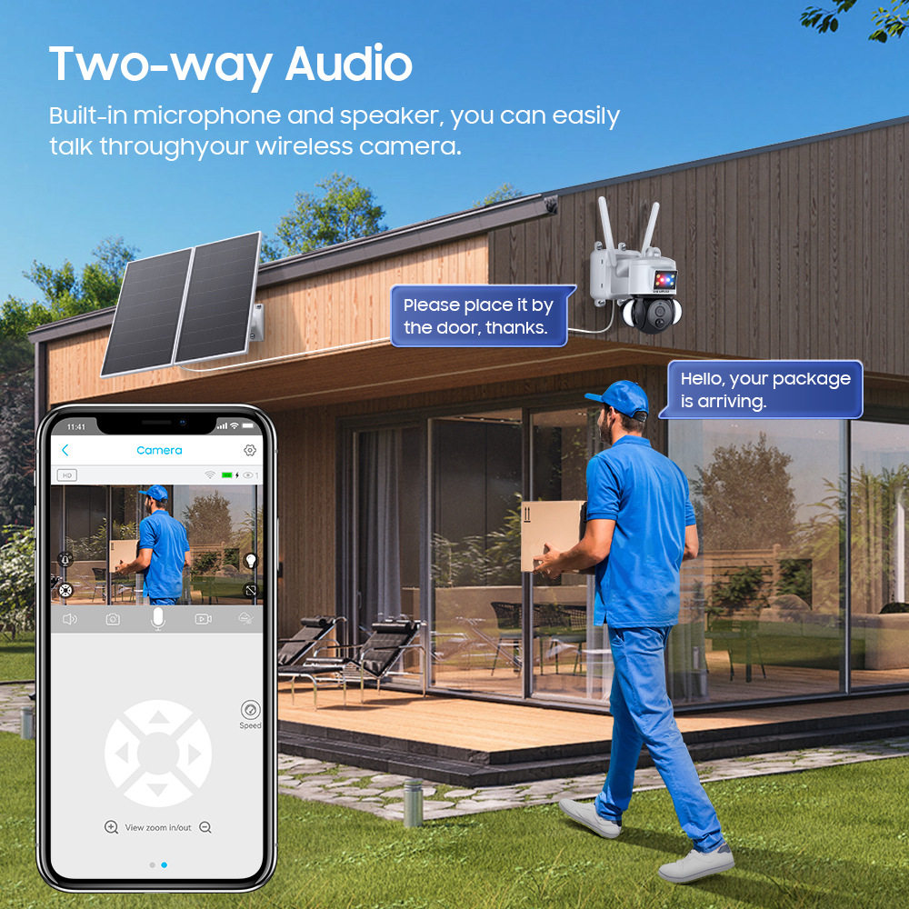 Cross-Border Surveillance Outdoor 4g Solar Camera 20W High Power All-Day Video 360-Degree Full-Color Dome Camera Night Vision