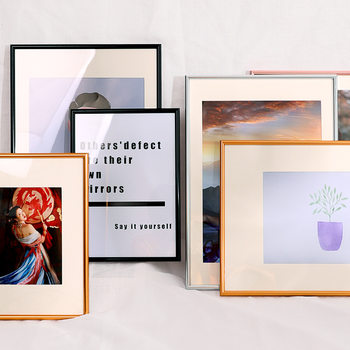 Black Narrow-Edge Aluminum Alloy Photo Frame Simple Poster Frame Certificate Frame Picture Frame Puzzle Wall Hanging Mounting Table Customization