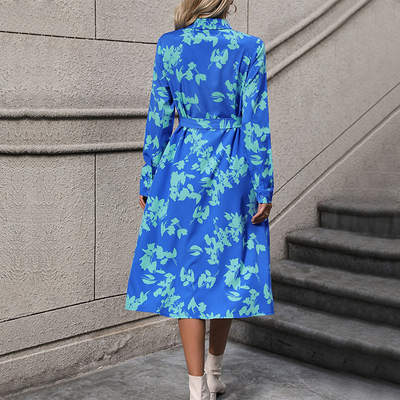 Long Sleeve Printed Dress European and American Style Fall Collection Wholesale Available custom packaging