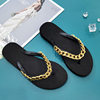 23 New Fashion Flat Flip Flop Women's Summer Beach Shoes Chain Korean Style Rhinestone Women's Slippers Can Be Weared Outside in the Water